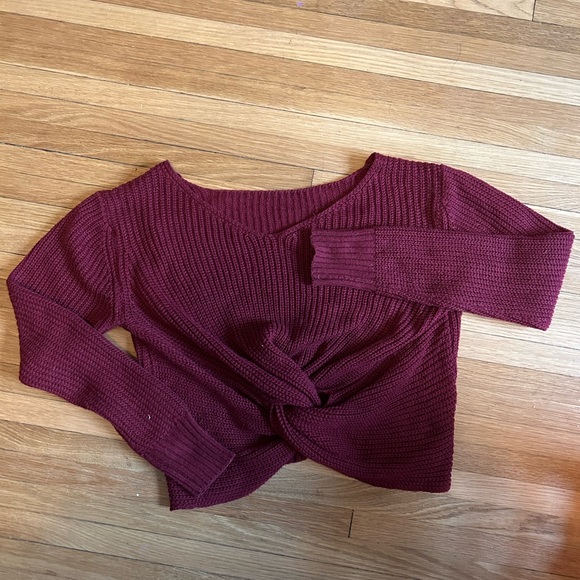 Burgundy cropped sweater, warm, reversible - Picture 2 of 3